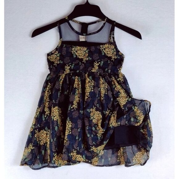 Girls Daisy Dress Sleeveless Black Full Skirt Floral Princes Kidcore Easter - Picture 3 of 10